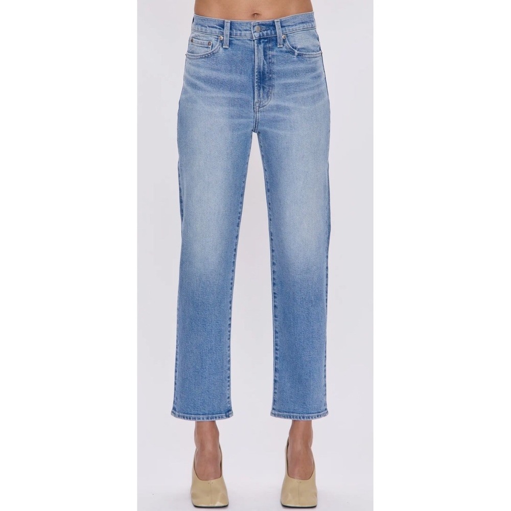 Pistola Womens Charlie High Rise Classic Straight Jeans Light Distressing Sz 31